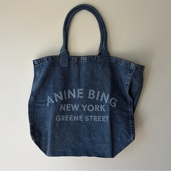 NWT! ANINE BING Leo Denim Tote Bag - Picture 5 of 9
